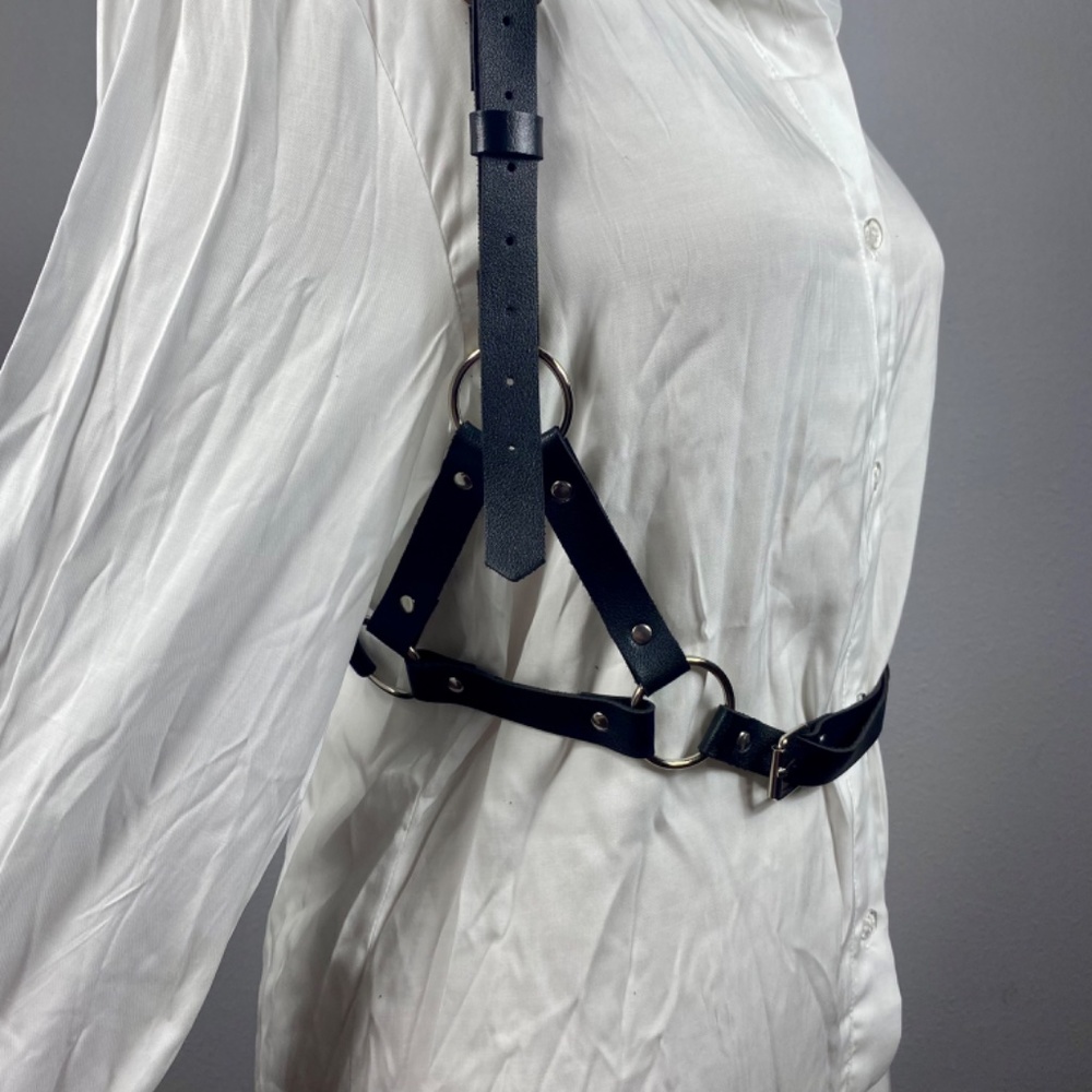 Fashion Black Leather Harness Belt - Picture 9 of 9